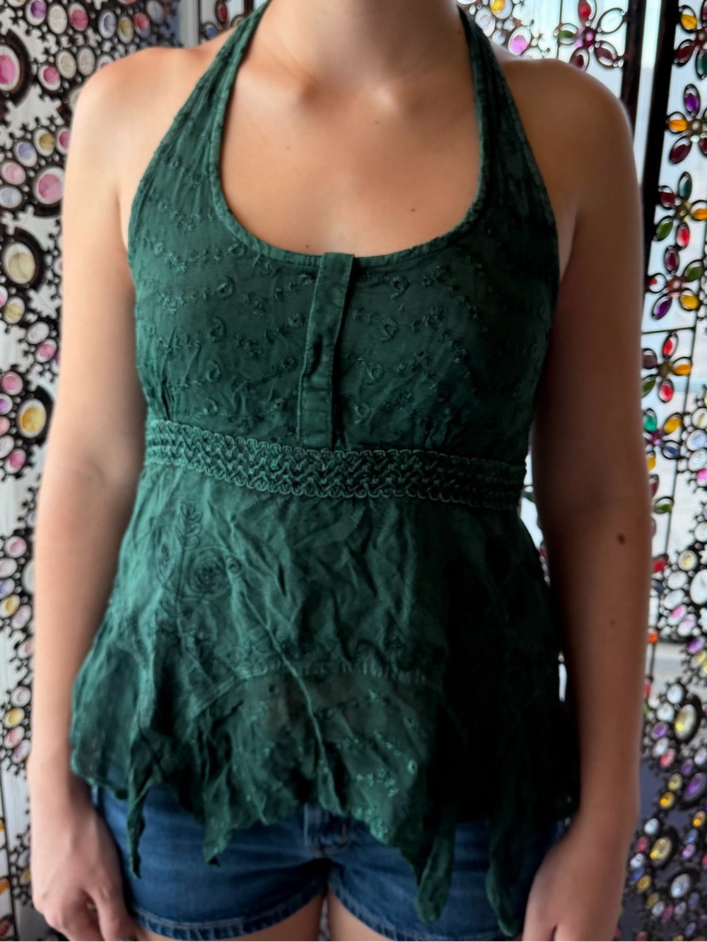 Women's Dark Green Halter Top